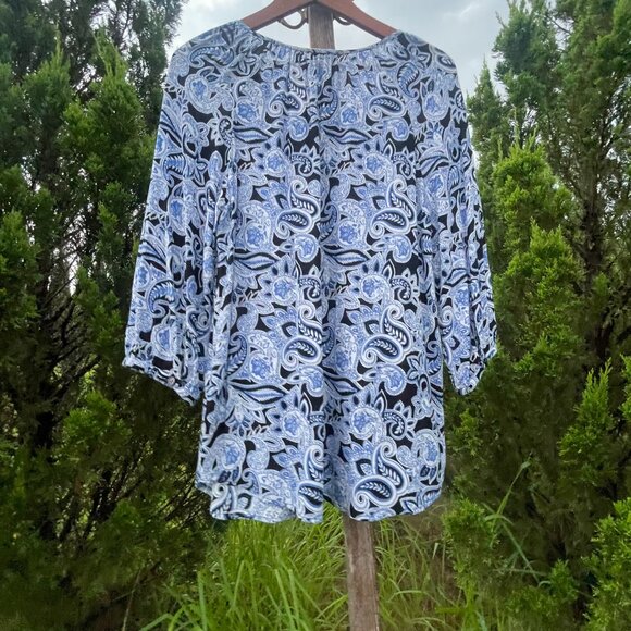 Women's Medium Will Smith Blue Paisley Tunic - Picture 13 of 16